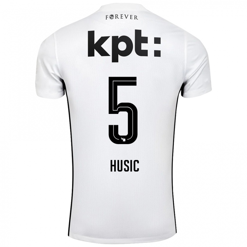 Kinder Anel Husic #5 Weiß Schwarz Auswärtstrikot Trikot 2024/25 T-Shirt Österreich