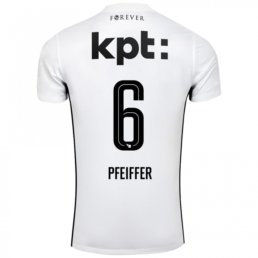 Kinder Patric Pfeiffer #6 Weiß Schwarz Auswärtstrikot Trikot 2024/25 T-Shirt Österreich