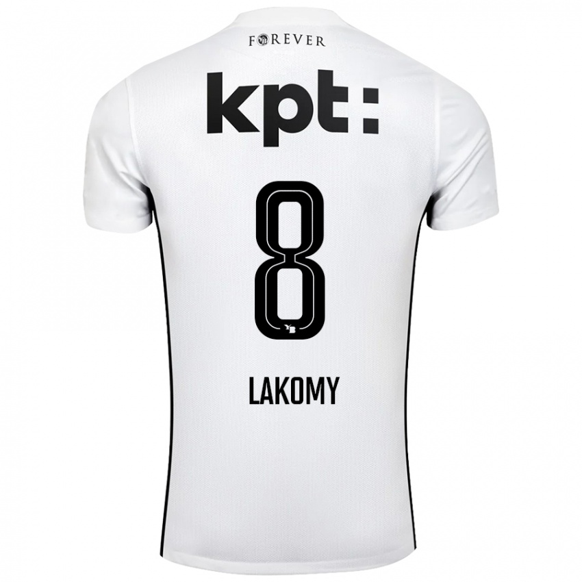 Kinder Lukasz Lakomy #8 Weiß Schwarz Auswärtstrikot Trikot 2024/25 T-Shirt Österreich