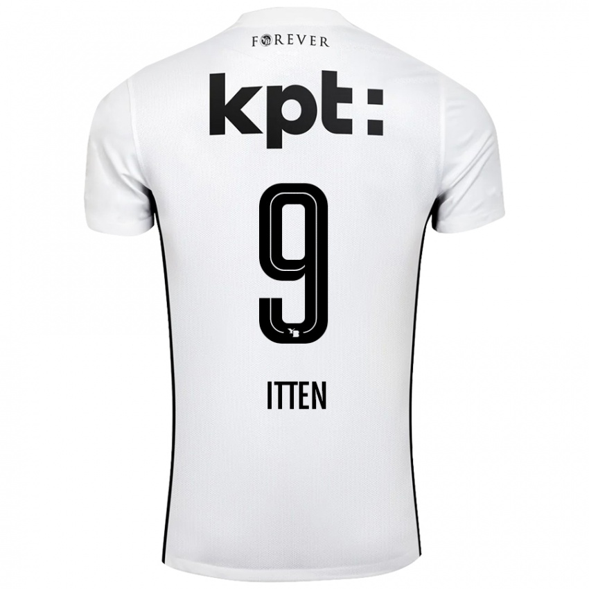 Kinder Cedric Itten #9 Weiß Schwarz Auswärtstrikot Trikot 2024/25 T-Shirt Österreich