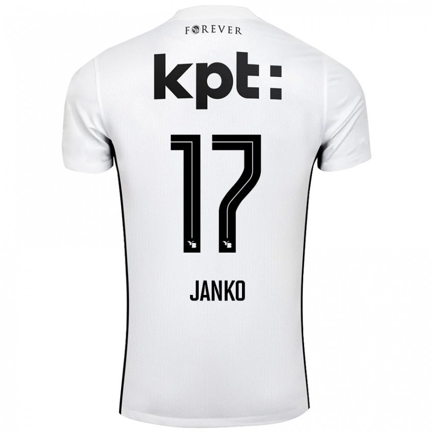 Kinder Saidy Janko #17 Weiß Schwarz Auswärtstrikot Trikot 2024/25 T-Shirt Österreich