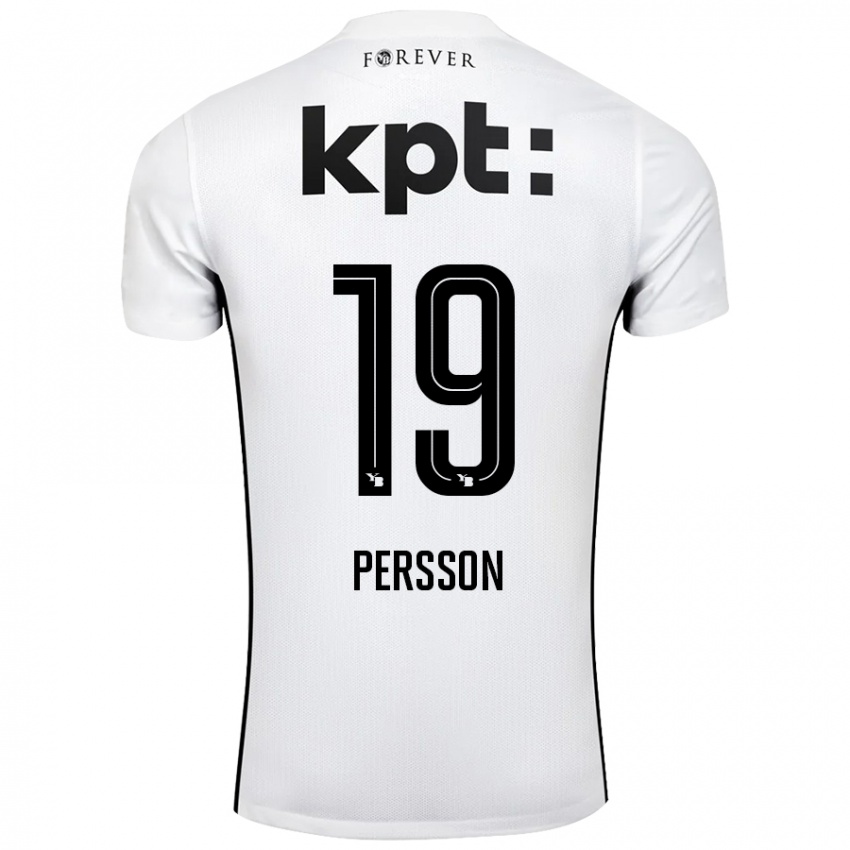 Kinder Noah Persson #19 Weiß Schwarz Auswärtstrikot Trikot 2024/25 T-Shirt Österreich