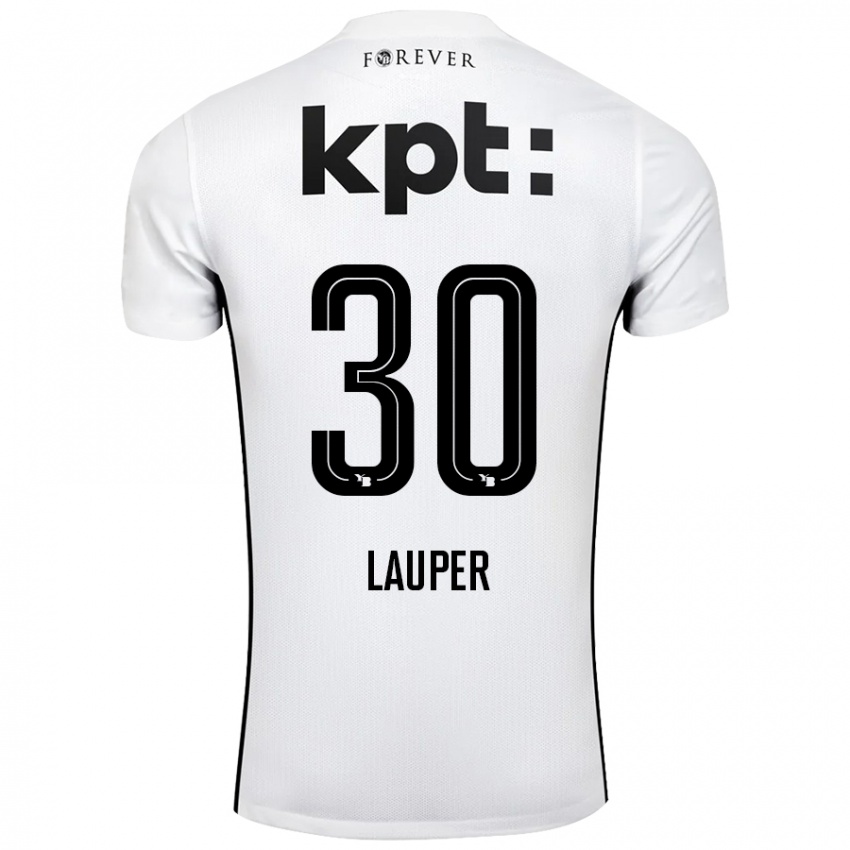 Kinder Sandro Lauper #30 Weiß Schwarz Auswärtstrikot Trikot 2024/25 T-Shirt Österreich