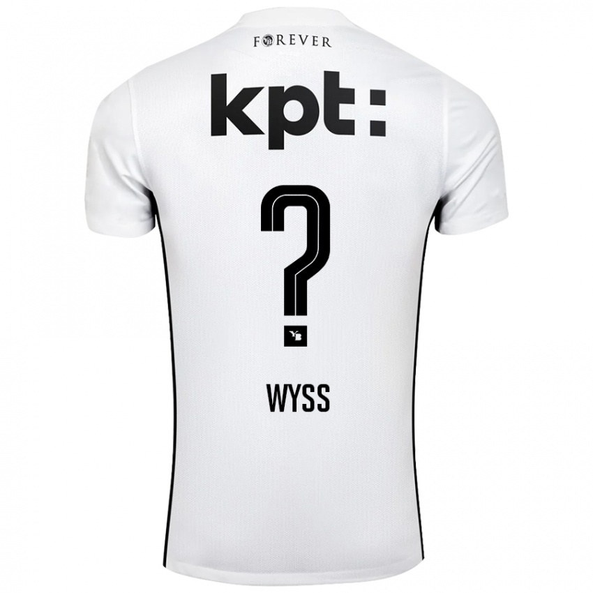 Kinder Ryan Wyss #0 Weiß Schwarz Auswärtstrikot Trikot 2024/25 T-Shirt Österreich