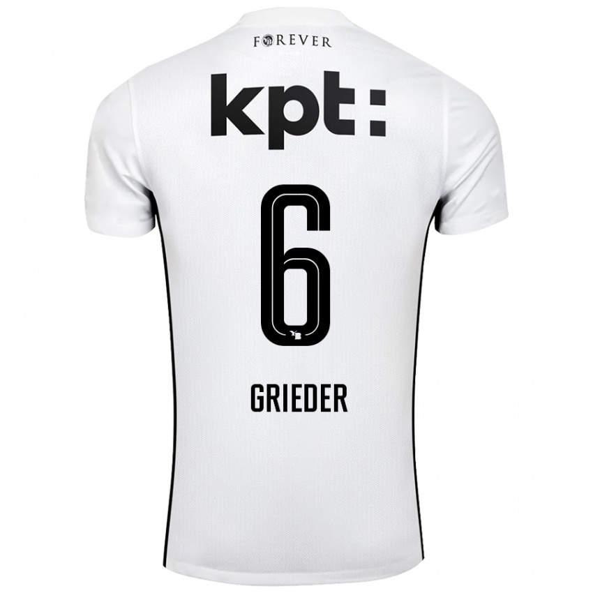 Kinder Lionel Grieder #6 Weiß Schwarz Auswärtstrikot Trikot 2024/25 T-Shirt Österreich