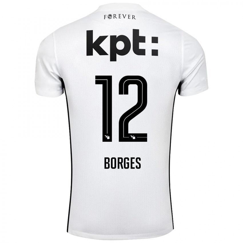 Kinder David Borges #12 Weiß Schwarz Auswärtstrikot Trikot 2024/25 T-Shirt Österreich