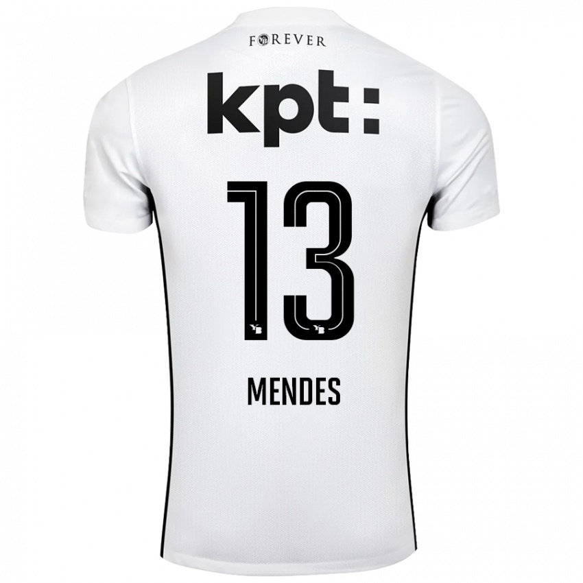 Kinder Daniel Mendes #13 Weiß Schwarz Auswärtstrikot Trikot 2024/25 T-Shirt Österreich