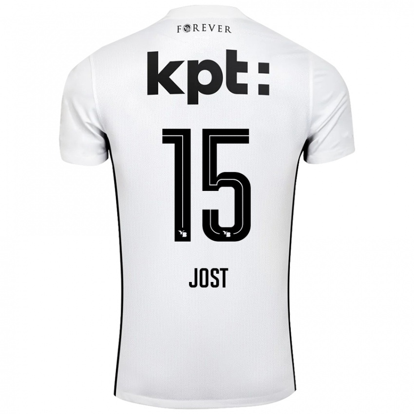 Kinder Tristan Jost #15 Weiß Schwarz Auswärtstrikot Trikot 2024/25 T-Shirt Österreich