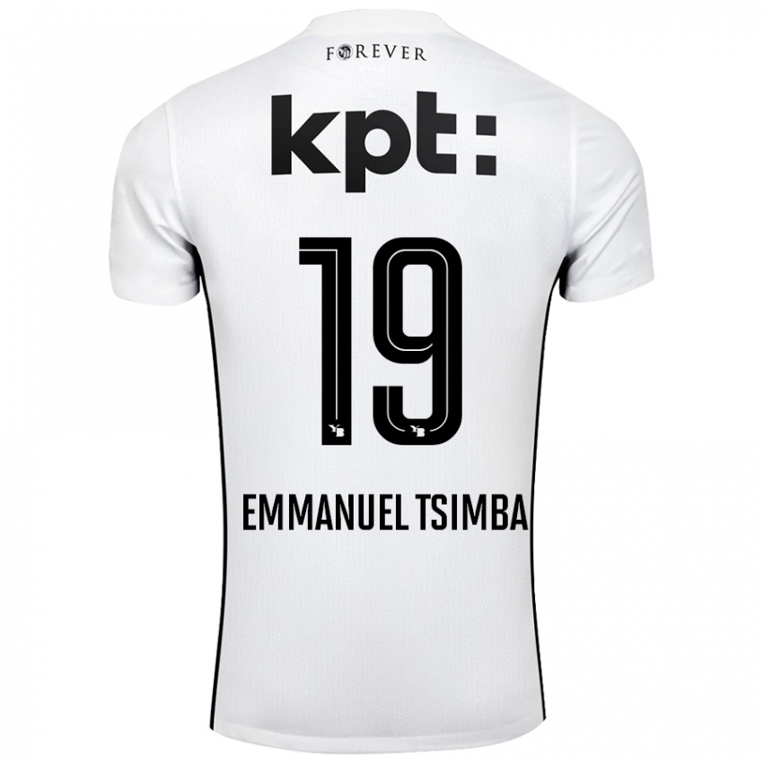 Kinder Felix Emmanuel Tsimba #19 Weiß Schwarz Auswärtstrikot Trikot 2024/25 T-Shirt Österreich