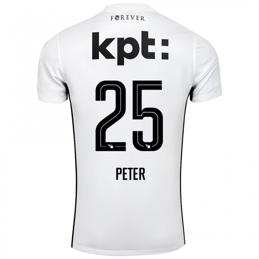 Kinder Luc Peter #25 Weiß Schwarz Auswärtstrikot Trikot 2024/25 T-Shirt Österreich