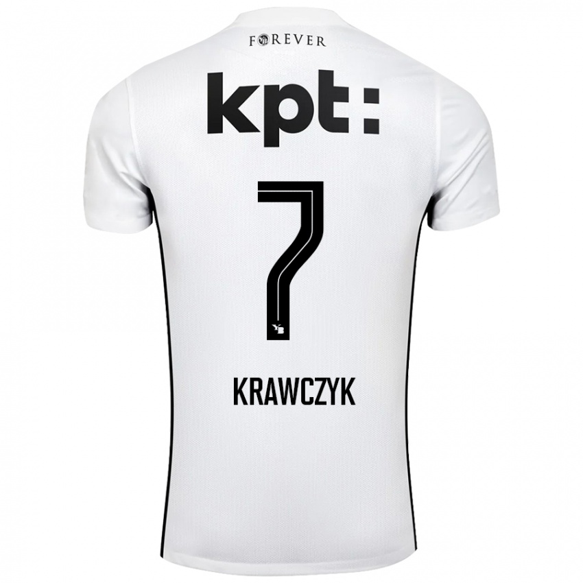 Kinder Caroline Krawczyk #7 Weiß Schwarz Auswärtstrikot Trikot 2024/25 T-Shirt Österreich