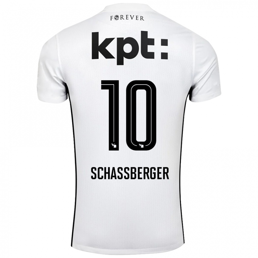 Kinder Julia Schassberger #10 Weiß Schwarz Auswärtstrikot Trikot 2024/25 T-Shirt Österreich