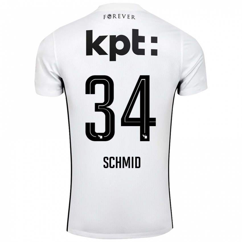 Kinder Céline Schmid #34 Weiß Schwarz Auswärtstrikot Trikot 2024/25 T-Shirt Österreich