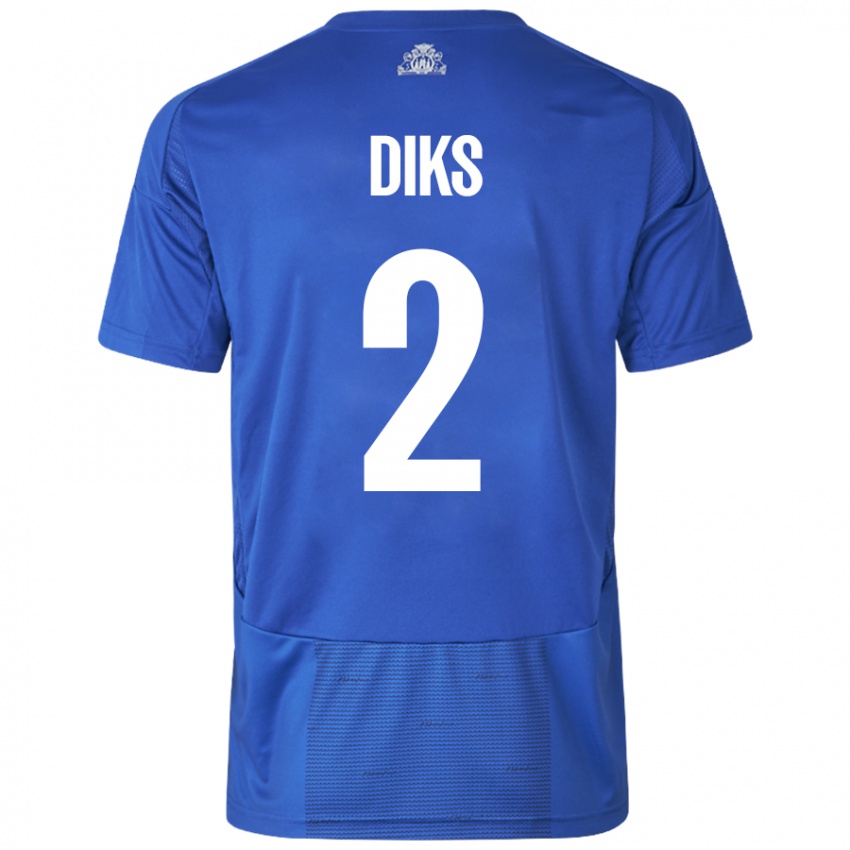 Kinder Kevin Diks #2 Weiß Blau Auswärtstrikot Trikot 2024/25 T-Shirt Österreich