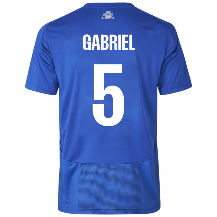 Kinder Gabriel Pereira #5 Weiß Blau Auswärtstrikot Trikot 2024/25 T-Shirt Österreich