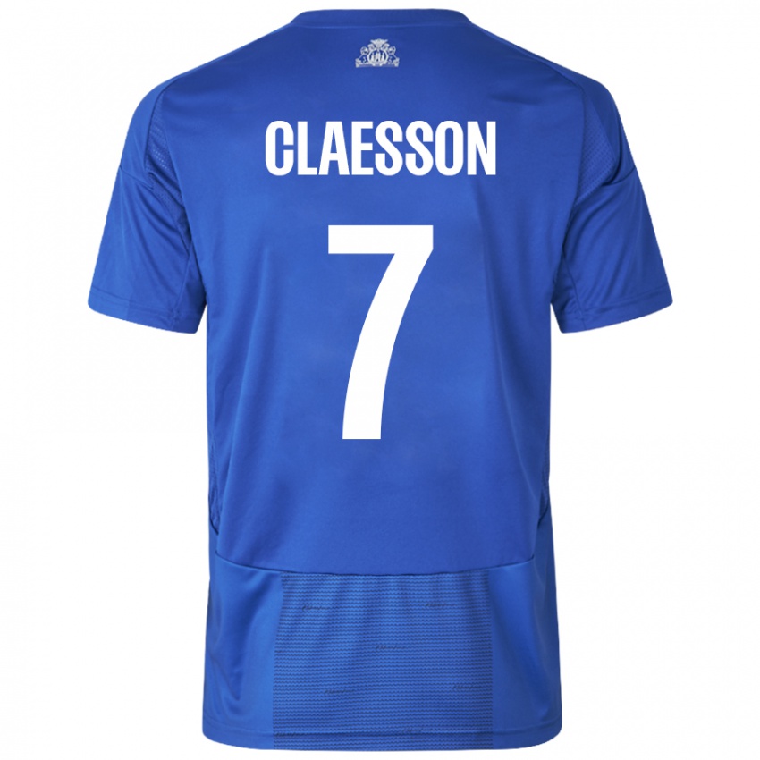 Kinder Viktor Claesson #7 Weiß Blau Auswärtstrikot Trikot 2024/25 T-Shirt Österreich