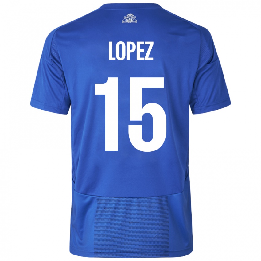 Kinder Marcos López #15 Weiß Blau Auswärtstrikot Trikot 2024/25 T-Shirt Österreich