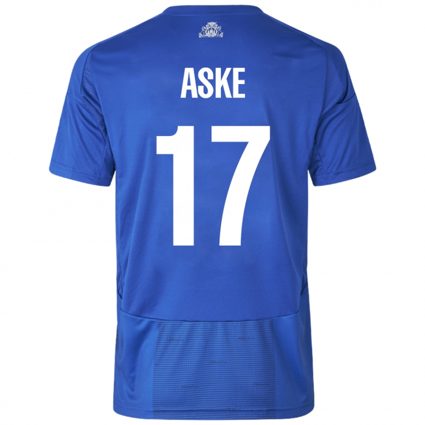 Kinder Aske Christensen #17 Weiß Blau Auswärtstrikot Trikot 2024/25 T-Shirt Österreich