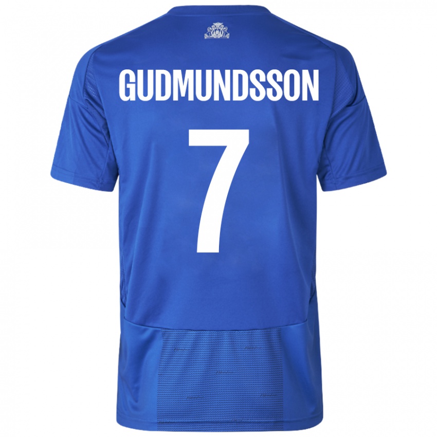 Kinder Galdur Gudmundsson #7 Weiß Blau Auswärtstrikot Trikot 2024/25 T-Shirt Österreich