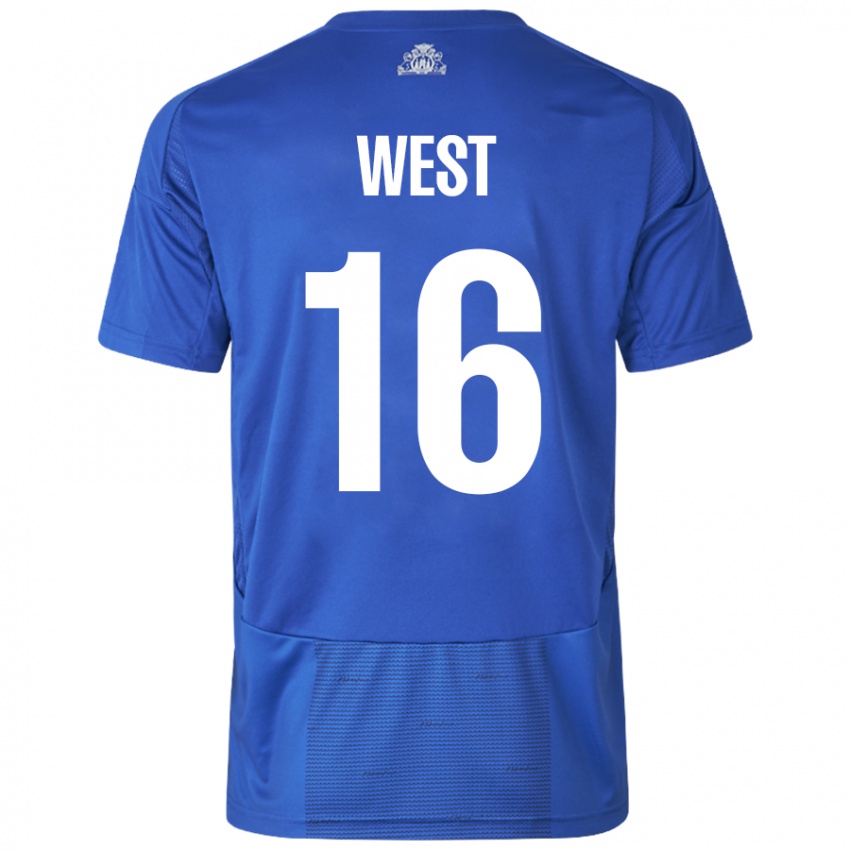 Kinder Liam West #16 Weiß Blau Auswärtstrikot Trikot 2024/25 T-Shirt Österreich