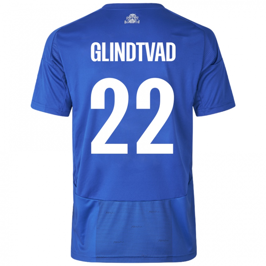 Kinder William Glindtvad #22 Weiß Blau Auswärtstrikot Trikot 2024/25 T-Shirt Österreich