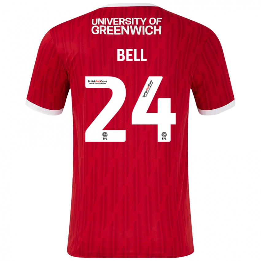 Herren Taylor Bell #24 Rot Weiß Heimtrikot Trikot 2024/25 T-Shirt Österreich