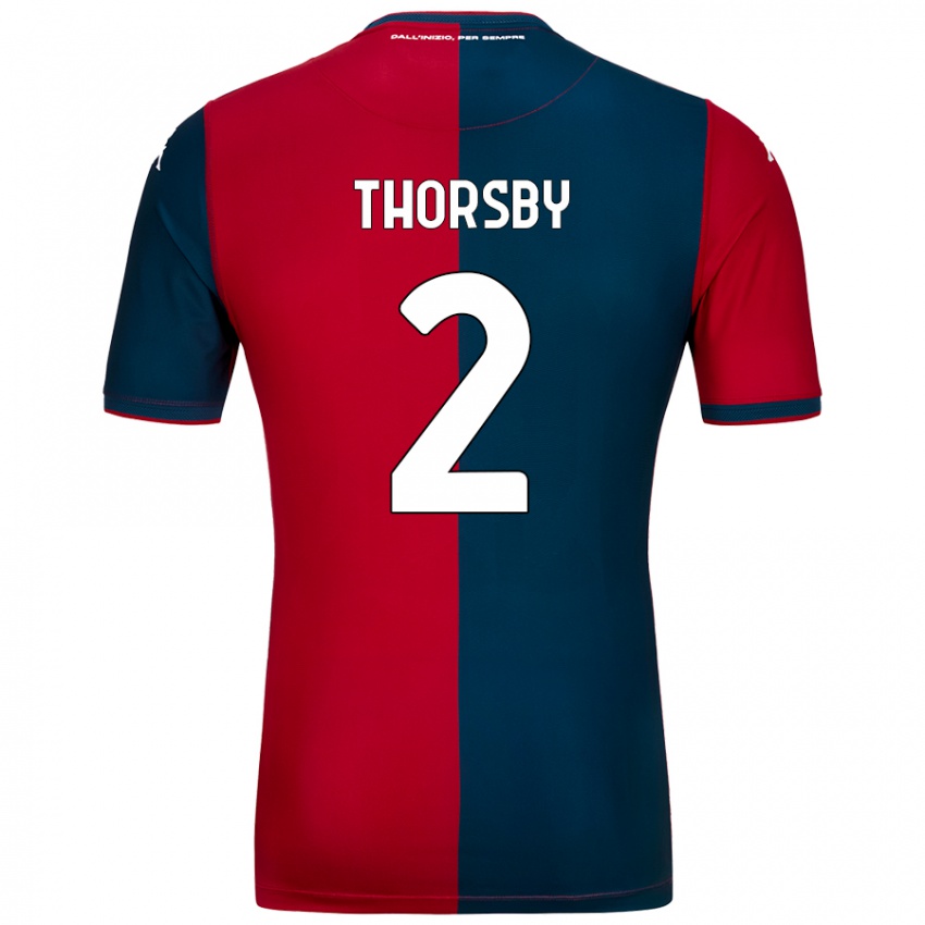 Herren Morten Thorsby #2 Rot Dunkelblau Heimtrikot Trikot 2024/25 T-Shirt Österreich