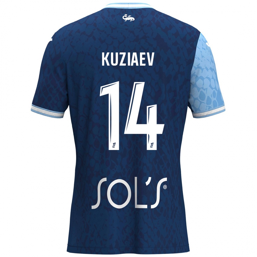 Herren Daler Kuzyaev #14 Himmelblau Dunkelblau Heimtrikot Trikot 2024/25 T-Shirt Österreich