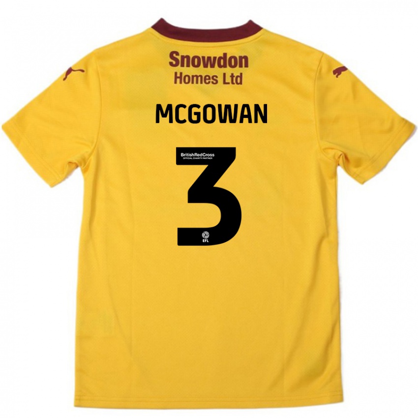 Herren Aaron Mcgowan #3 Orange Burgunderrot Auswärtstrikot Trikot 2024/25 T-Shirt Österreich