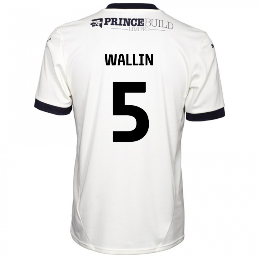 Herren Oscar Wallin #5 Cremeweiß Schwarz Auswärtstrikot Trikot 2024/25 T-Shirt Österreich