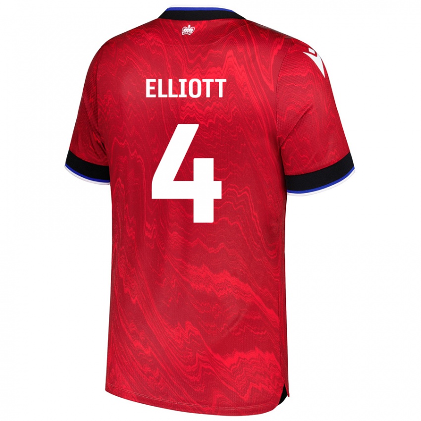 Herren Ben Elliott #4 Rot Schwarz Auswärtstrikot Trikot 2024/25 T-Shirt Österreich