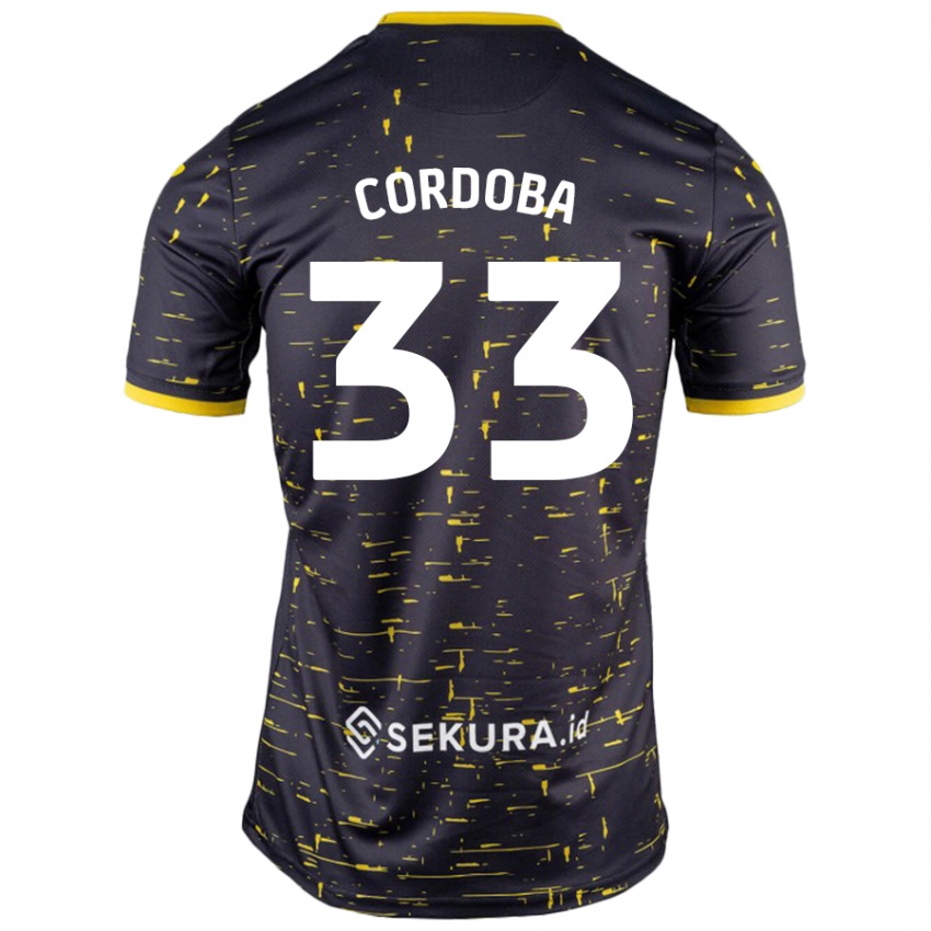 Herren José Córdoba #33 Schwarz Gelb Auswärtstrikot Trikot 2024/25 T-Shirt Österreich