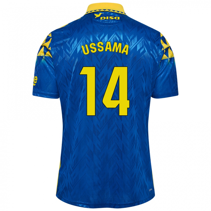 Herren Ussama #14 Blau Gelb Auswärtstrikot Trikot 2024/25 T-Shirt Österreich