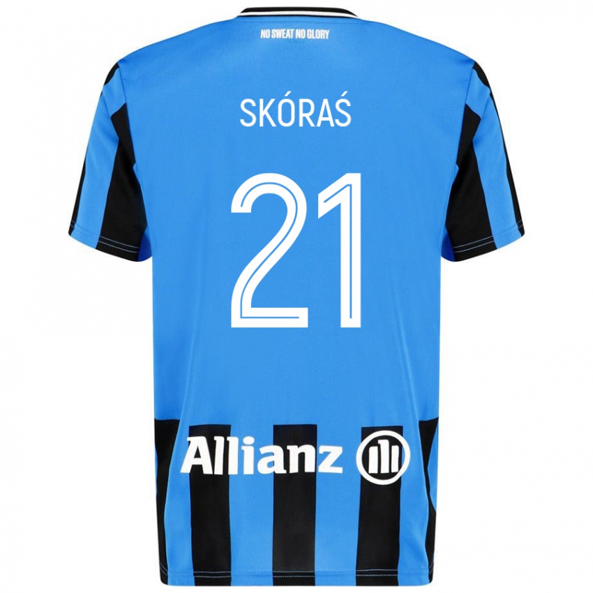 Damen Michal Skoras #21 Himmelblau Schwarz Heimtrikot Trikot 2024/25 T-Shirt Österreich