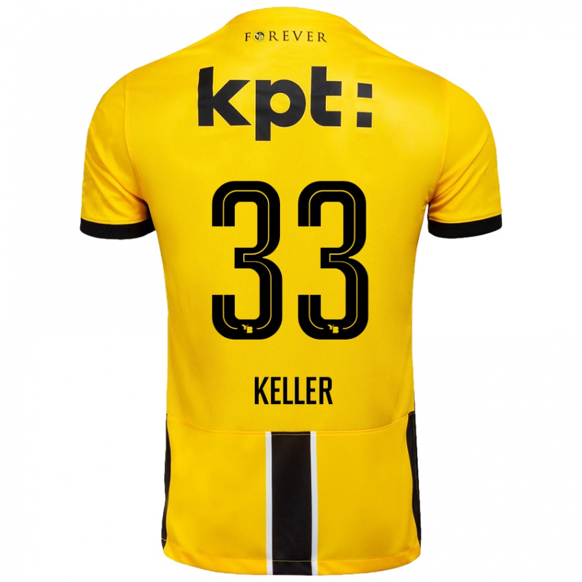 Damen Marvin Keller #33 Gelb Schwarz Heimtrikot Trikot 2024/25 T-Shirt Österreich