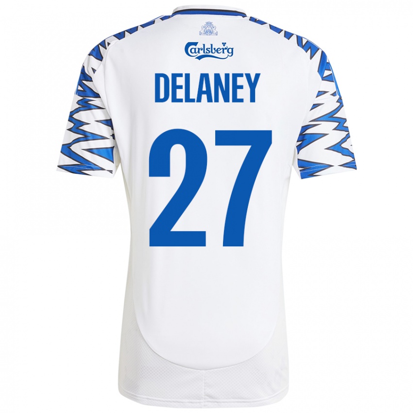 Damen Thomas Delaney #27 Weiß Himmelblau Heimtrikot Trikot 2024/25 T-Shirt Österreich