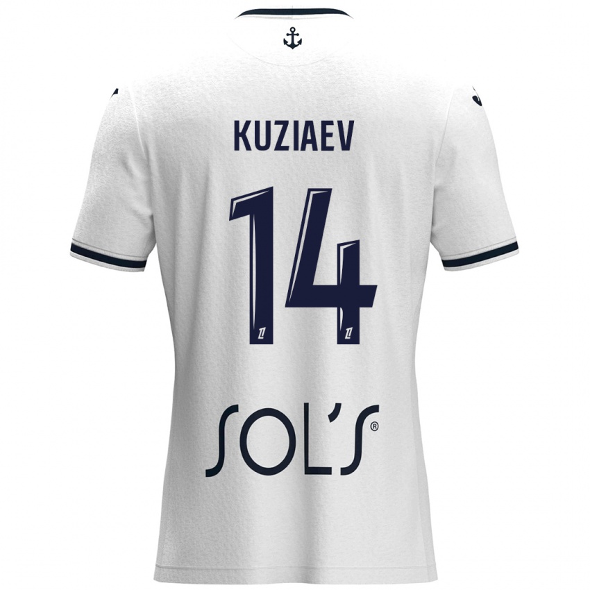 Damen Daler Kuzyaev #14 Weiß Dunkelblau Auswärtstrikot Trikot 2024/25 T-Shirt Österreich