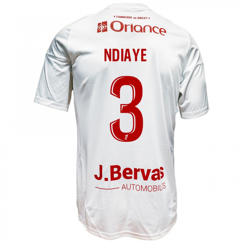 Damen Abdoulaye Ndiaye #3 Weiß Rot Auswärtstrikot Trikot 2024/25 T-Shirt Österreich