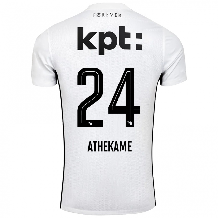 Damen Zachary Athekame #24 Weiß Schwarz Auswärtstrikot Trikot 2024/25 T-Shirt Österreich