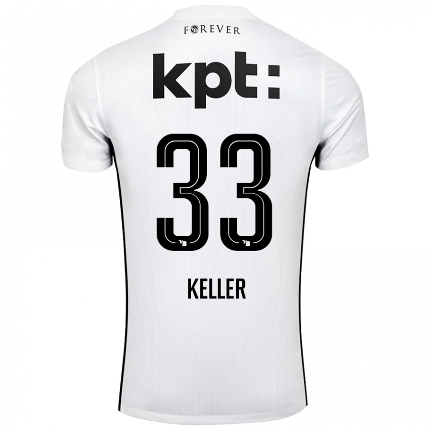 Damen Marvin Keller #33 Weiß Schwarz Auswärtstrikot Trikot 2024/25 T-Shirt Österreich