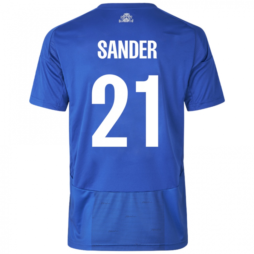 Damen Theo Sander #21 Weiß Blau Auswärtstrikot Trikot 2024/25 T-Shirt Österreich