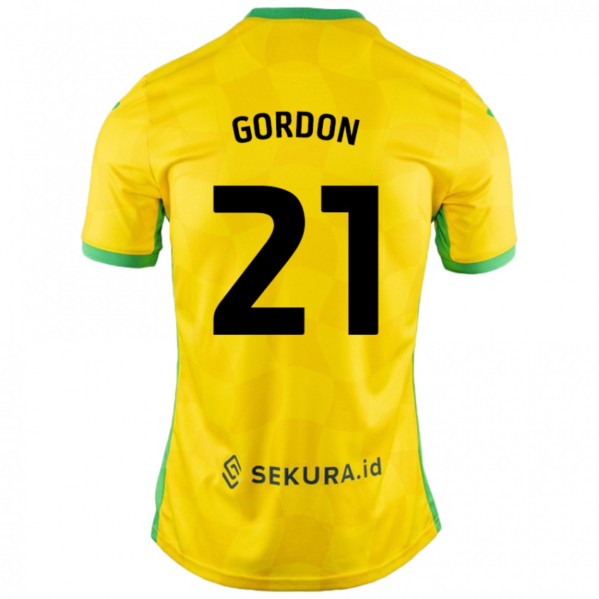 Kinder Kaide Gordon #21 Gelb Grün Heimtrikot Trikot 2024/25 T-Shirt Österreich