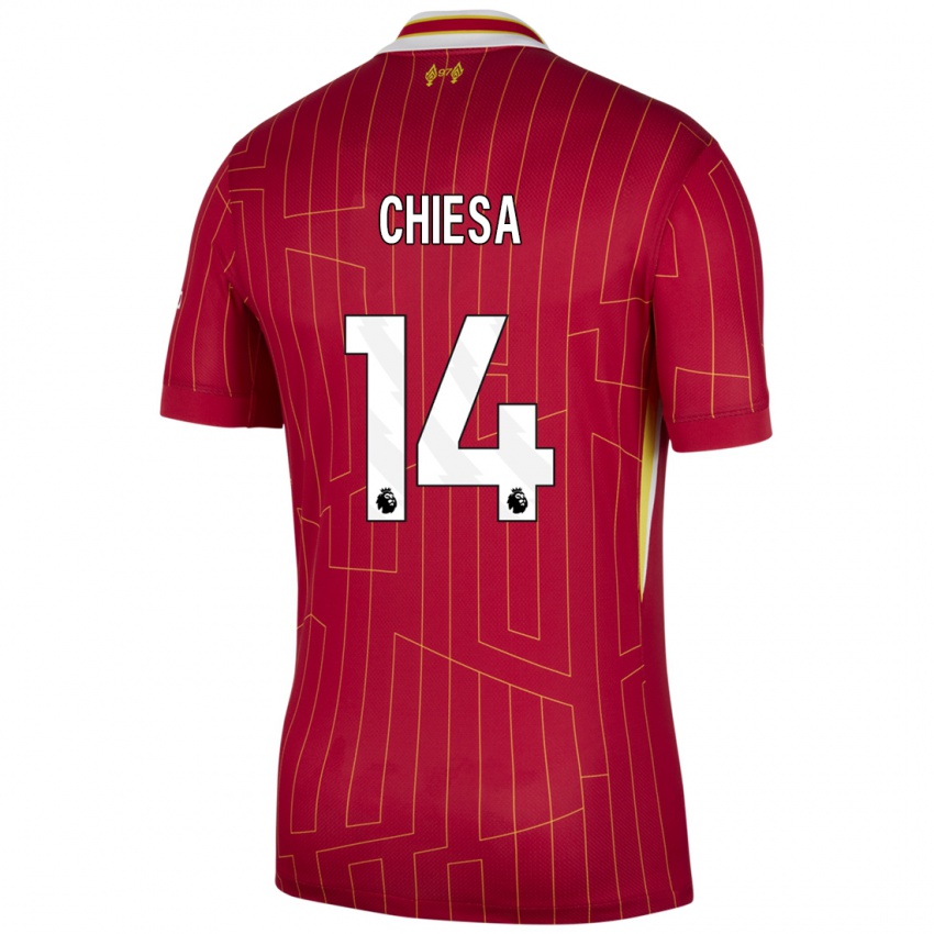 Kinder Federico Chiesa #14 Rot Gelb Weiß Heimtrikot Trikot 2024/25 T-Shirt Österreich