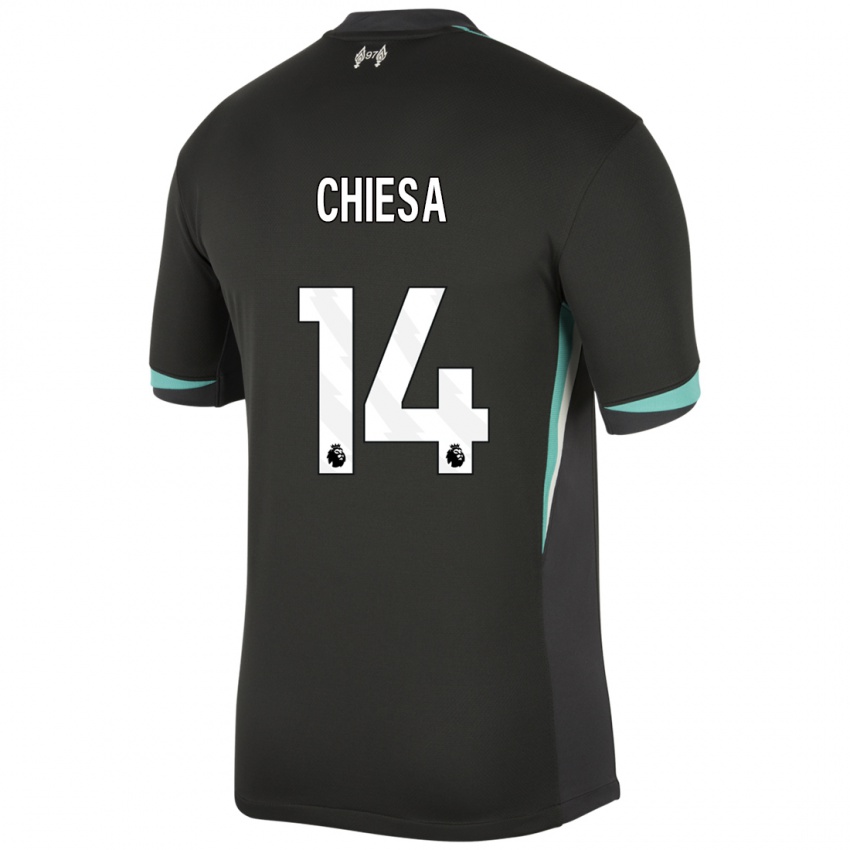 Kinder Federico Chiesa #14 Schwarz Anthrazitweiß Auswärtstrikot Trikot 2024/25 T-Shirt Österreich