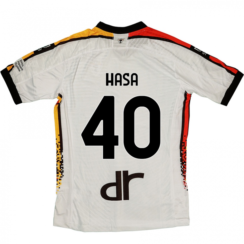 Kinder Luis Hasa #40 Weiß Schwarz Auswärtstrikot Trikot 2024/25 T-Shirt Österreich