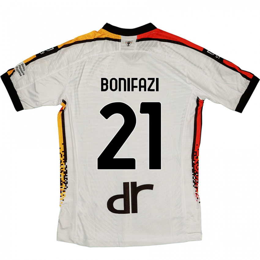 Kinder Kevin Bonifazi #21 Weiß Schwarz Auswärtstrikot Trikot 2024/25 T-Shirt Österreich