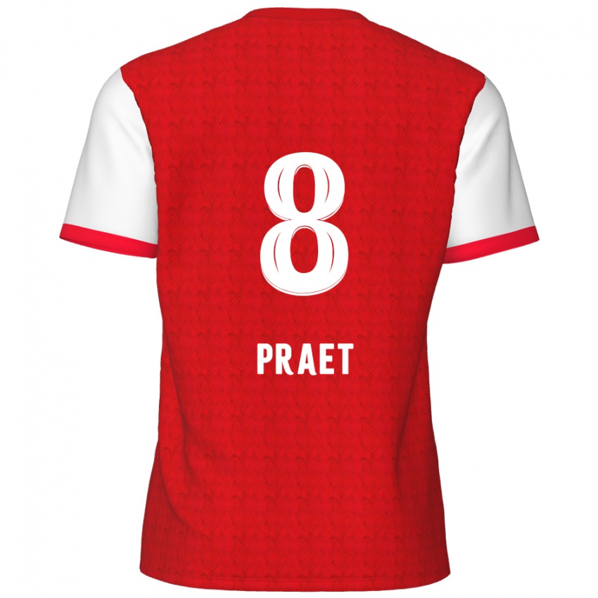 Herren Dennis Praet #8 Rot Weiß Heimtrikot Trikot 2024/25 T-Shirt Österreich