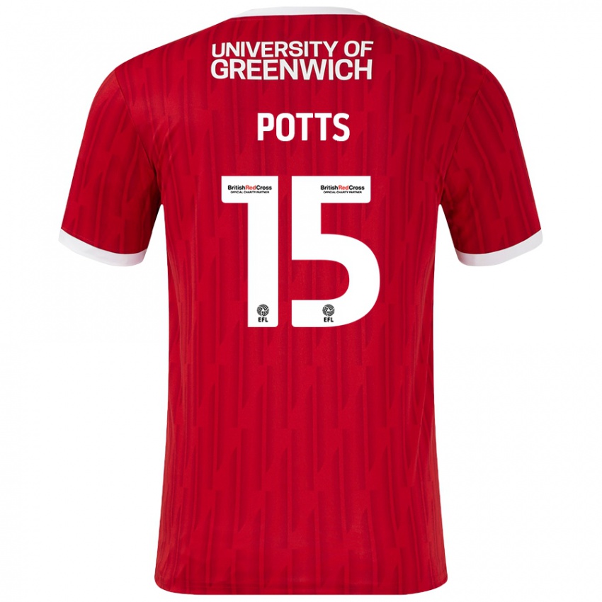 Damen Dan Potts #15 Rot Weiß Heimtrikot Trikot 2024/25 T-Shirt Österreich