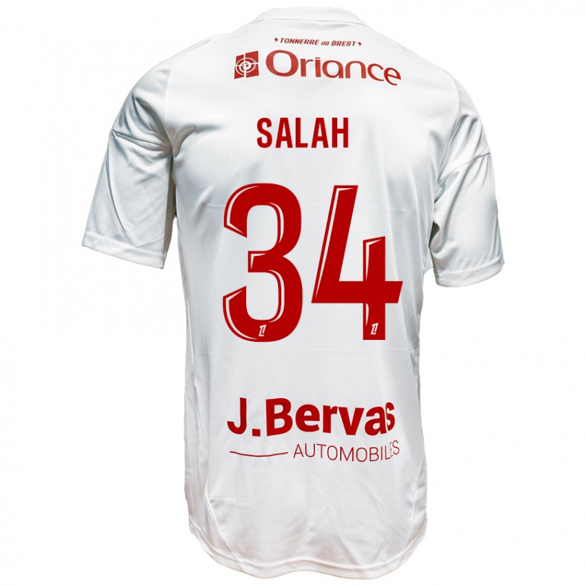 Damen Ibrahim Salah #34 Weiß Rot Auswärtstrikot Trikot 2024/25 T-Shirt Österreich