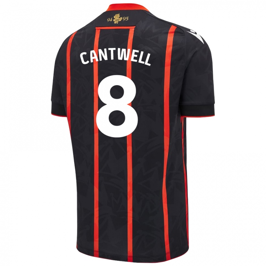 Damen Todd Cantwell #8 Schwarz Rot Auswärtstrikot Trikot 2024/25 T-Shirt Österreich